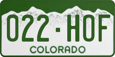 CO license plate 022HOF