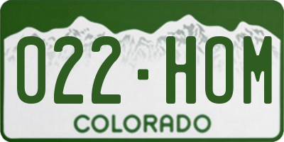 CO license plate 022HOM