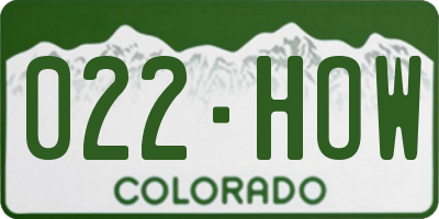 CO license plate 022HOW