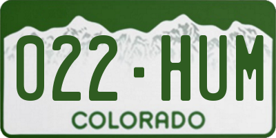 CO license plate 022HUM