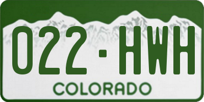 CO license plate 022HWH