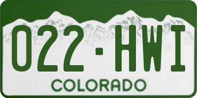 CO license plate 022HWI