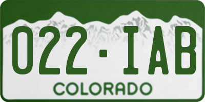 CO license plate 022IAB