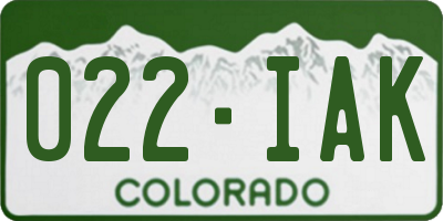 CO license plate 022IAK