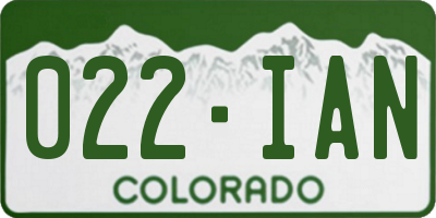 CO license plate 022IAN