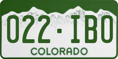 CO license plate 022IBO