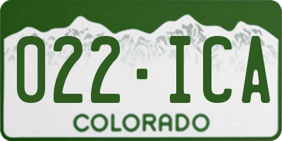 CO license plate 022ICA