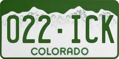 CO license plate 022ICK