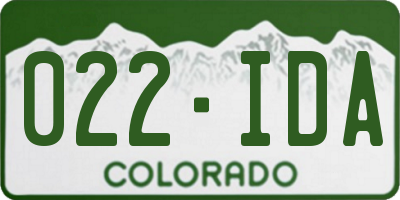 CO license plate 022IDA
