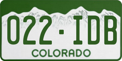 CO license plate 022IDB