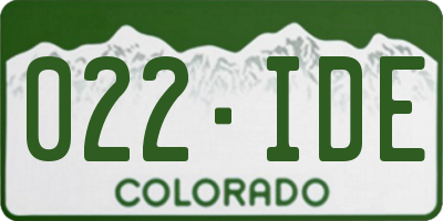 CO license plate 022IDE