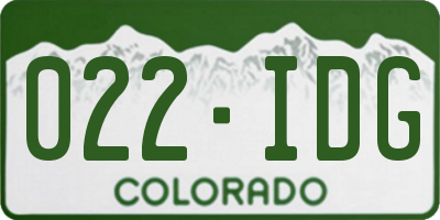 CO license plate 022IDG