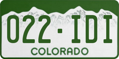 CO license plate 022IDI