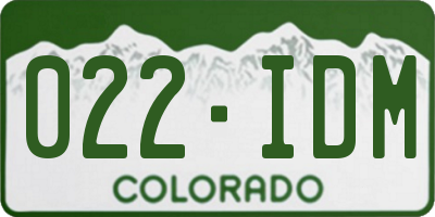 CO license plate 022IDM