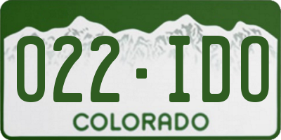 CO license plate 022IDO