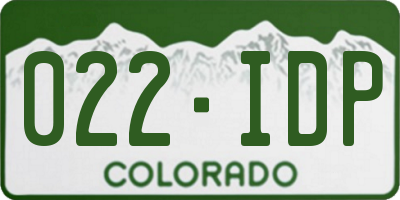 CO license plate 022IDP