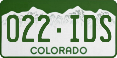 CO license plate 022IDS