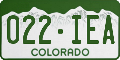 CO license plate 022IEA