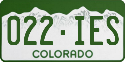 CO license plate 022IES