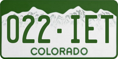CO license plate 022IET