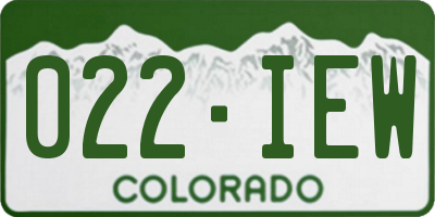 CO license plate 022IEW
