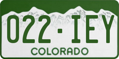 CO license plate 022IEY