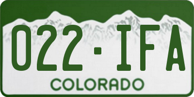 CO license plate 022IFA