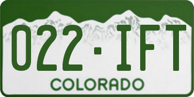 CO license plate 022IFT