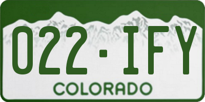 CO license plate 022IFY