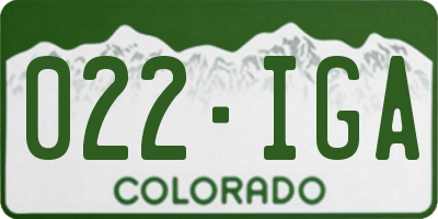 CO license plate 022IGA