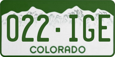 CO license plate 022IGE