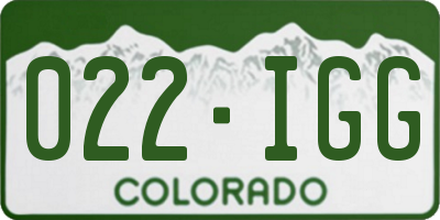 CO license plate 022IGG
