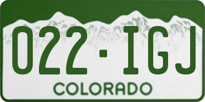 CO license plate 022IGJ