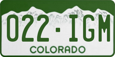 CO license plate 022IGM