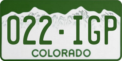 CO license plate 022IGP