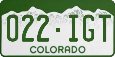 CO license plate 022IGT