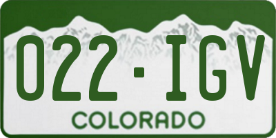 CO license plate 022IGV
