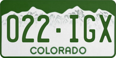 CO license plate 022IGX