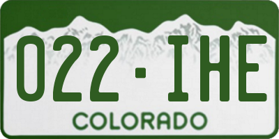 CO license plate 022IHE