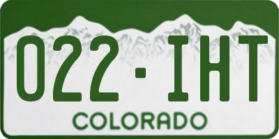 CO license plate 022IHT