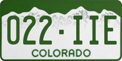 CO license plate 022IIE