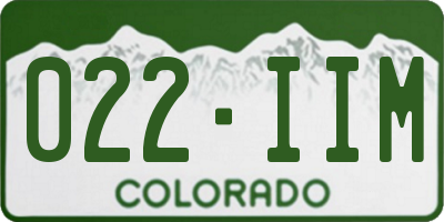 CO license plate 022IIM