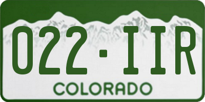 CO license plate 022IIR