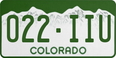 CO license plate 022IIU
