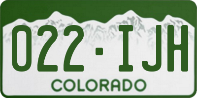 CO license plate 022IJH