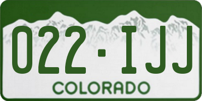 CO license plate 022IJJ