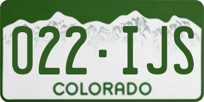 CO license plate 022IJS