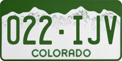 CO license plate 022IJV
