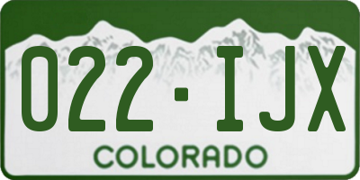 CO license plate 022IJX