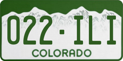 CO license plate 022ILI
